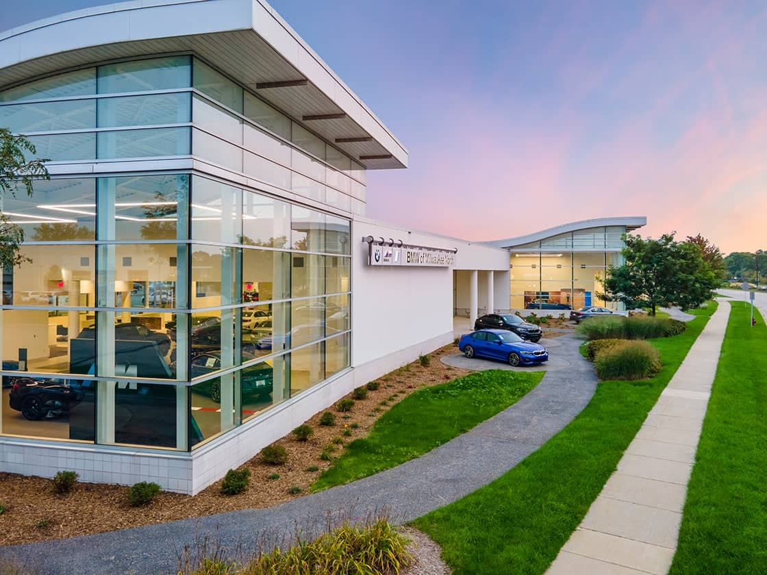 BMW of Milwaukee North dealership exterior and showroom