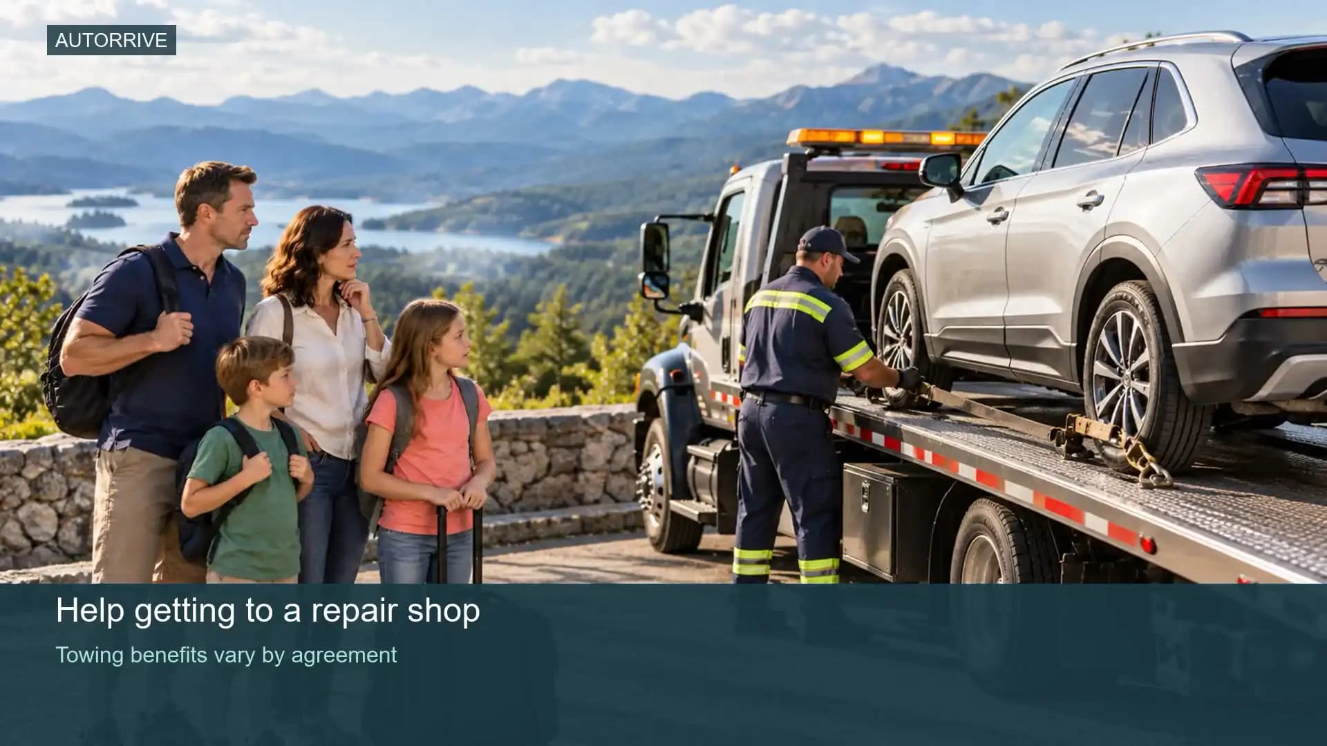 Tow truck loading the family car