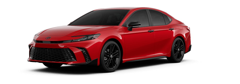 Red 2026 Toyota Camry Nightshade shown as a current-generation reference
