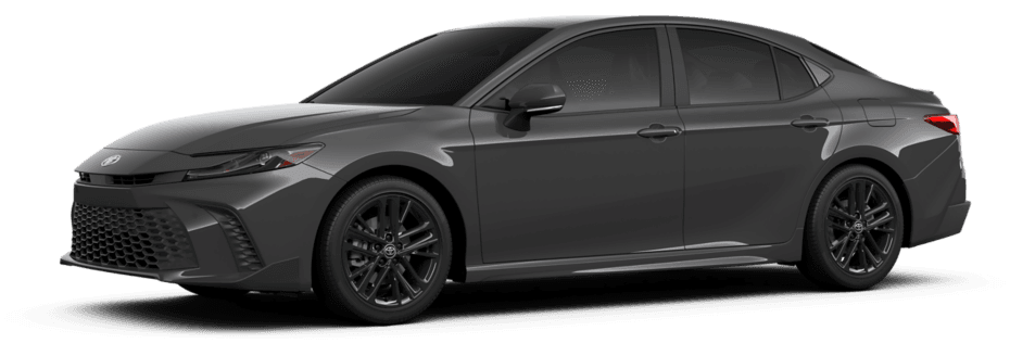 Dark gray 2026 Toyota Camry SE shown as a current-generation reference